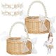 thumbnail image 1 of wonima44 2 Set Wicker Flower Girl Basket & Headpiece, Willow Handwoven Basket with Pearl Handle and Bow Fairy Flower Basket,Wedding Flower Girl Hair Accessory Pearl Headband for Women, 1 of 1
