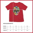 thumbnail image 5 of Tee Hunt Dean Russo Sugar Skull Youth T-Shirt Day of The Dead Neon Calaver Kids, Red, Medium, 5 of 5