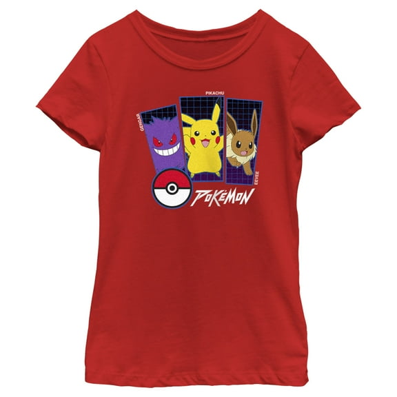 Girl's Pokemon Classic Trio  Graphic Tee Red Small