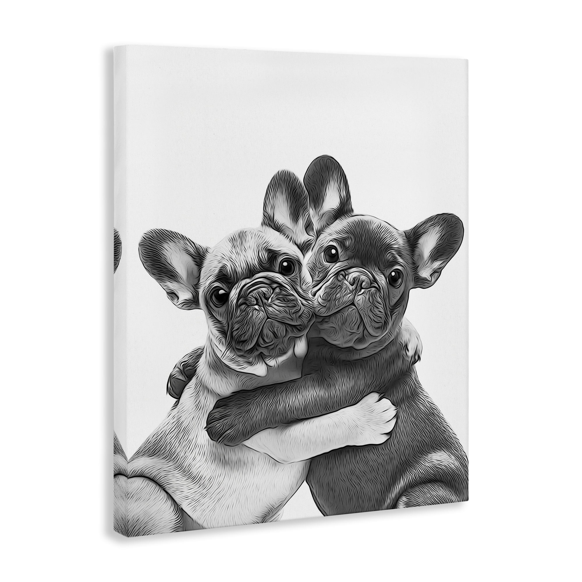 Stupell Industries Hugging Dog Pair Animals & Insects Painting Gallery Wrapped Canvas Art Print Wall Art, 36 x 48