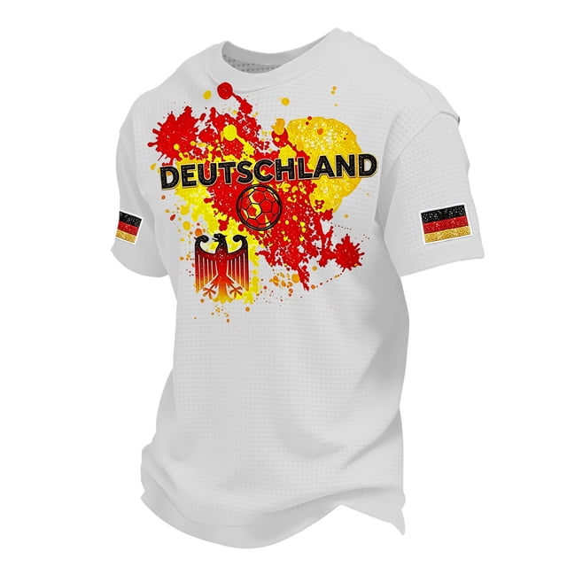 Women's Germany Football Graphic T-Shirt, Men's Soccer Graphic T-Shirt, Casual Short Sleeve Sports Top for Workout for Soccer Tournament 2026 White Size: 3XL