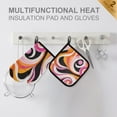 thumbnail image 4 of Yayeee Oven Mitts and Pot Holder Set of 2 Heat Resistant Kitchen Gloves Baking Hot Pad, Swirling Circles, 4 of 5