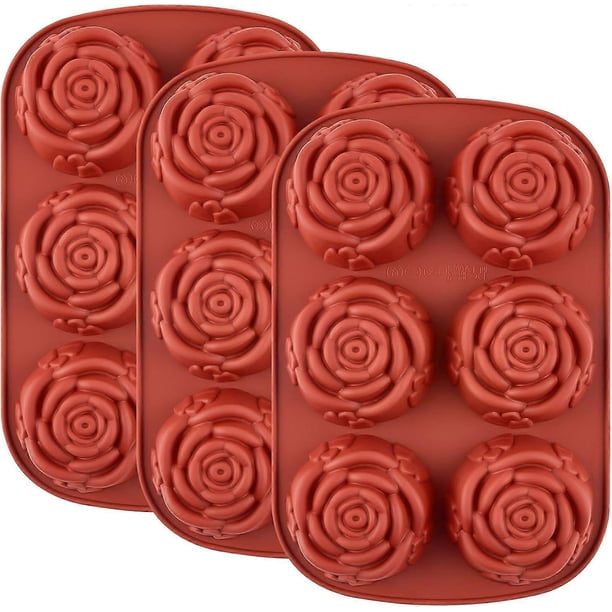 3 Pieces Rose Silicone Molds, Flower Shape Chocolate Candy Molds Non-stick Baking Molds for Valentine's Day Chocolate, Pudding, Cake, Candy, Jelly, So