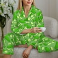 thumbnail image 6 of Salouo Green Cucumber Pattern Women's Pajamas Set Long Sleeve Button Down Sleepwear Soft Pj Lounge Sets for women 2 Piece Pjs Set with Long Pants-Medium, 6 of 7