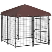 PawHut 4.6' x 5' Outdoor Dog Kennel with Waterproof Canopy, Large Door