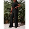 thumbnail image 3 of AURA Womens Plus Size Two Piece Outfit Wrinkled Strap Top and Pants Set Casual Summer Bigsize Matching Set, 3 of 5