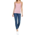thumbnail image 2 of Juniors Solid Plain Adjustable Spaghetti Strap Layering Cropped Camisole Tank Top (Paint Pink, S), 2 of 4