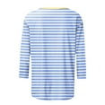 thumbnail image 4 of Dndkilg 3/4 Length Sleeve Shirts Women Elbow Crew Neck Fited T Shirts Petite Striped Slim Fit Cute Summer Tops and Blouses Plus Size, 4 of 5