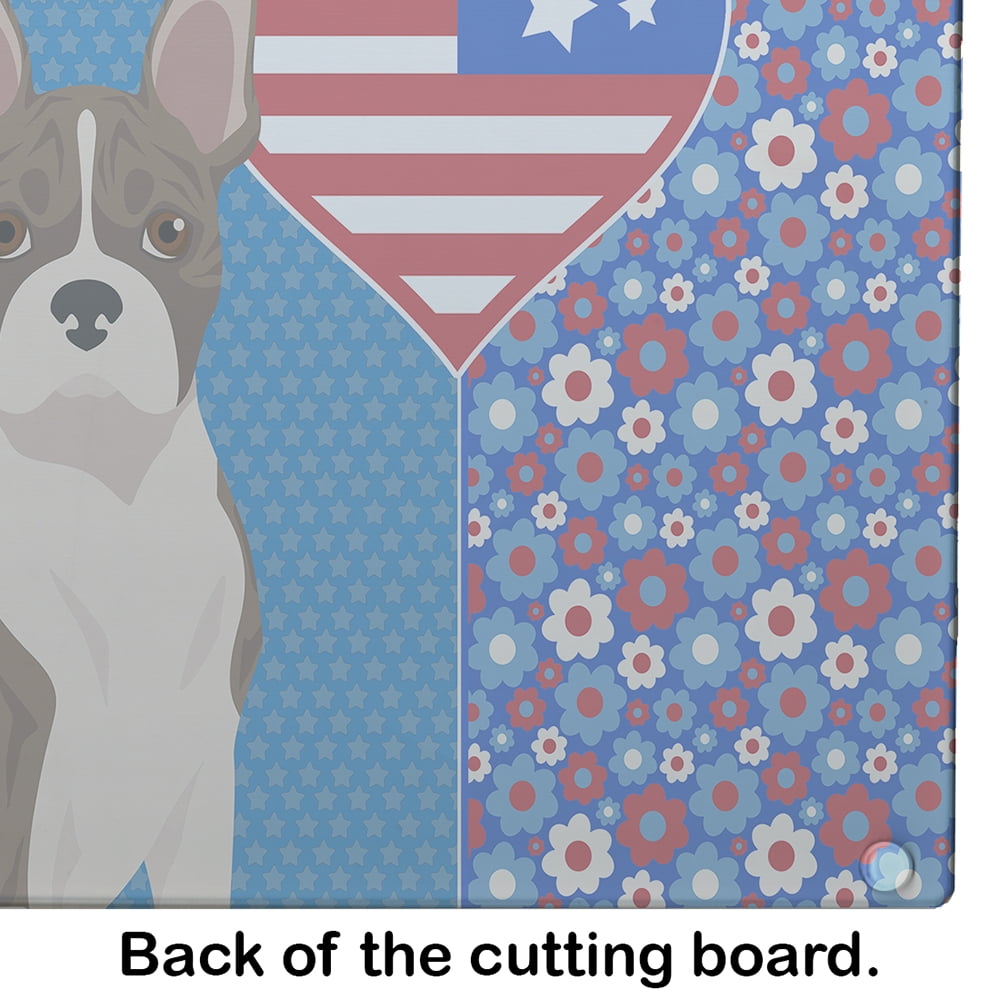 Brindle Boston Terrier Glass Cutting Board Large 12 in x 15 in