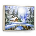 thumbnail image 2 of Designart Winter Bridge In Christmas Village Traditional Floating Frame Wall Art, 2 of 4
