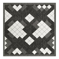 Unique Loom Outdoor Modern Collection Area Rug - Chaya (7' 10" Square Black and White)