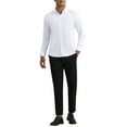thumbnail image 2 of INSPIRE CHIC Men's Long Sleeve Button Down Solid Color Business Formal Dress Shirt S White, 2 of 4
