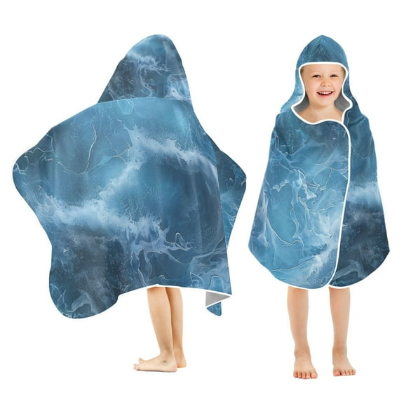 Toddler Hooded Beach Towel 24x50 Kids Bath Towels Soft Quick Dry for Swim Pool Boys Girls Ocean Wavea