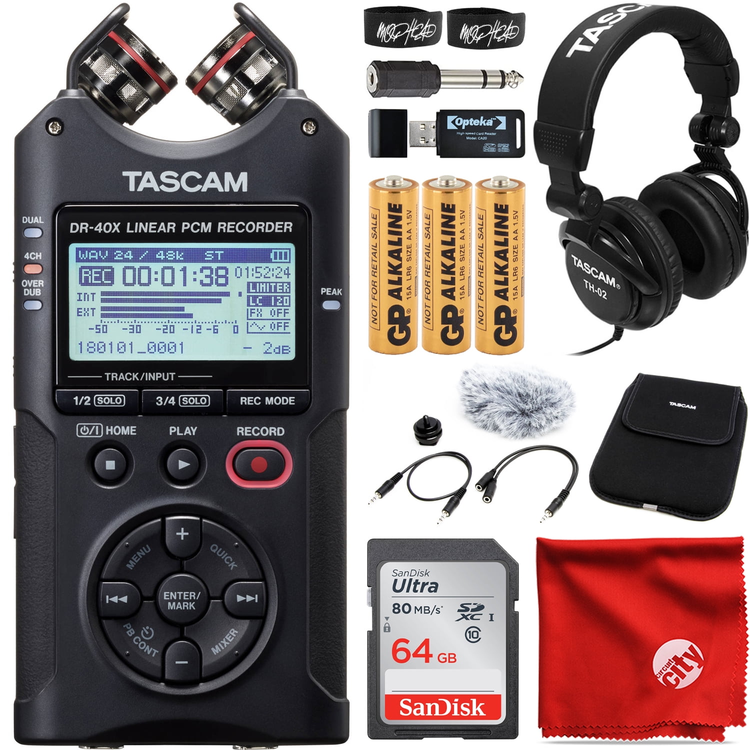 Tascam DR40X 4Channel / 4Track Portable Audio Recorder USB Interface