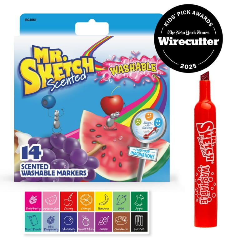 Mr. Sketch Scented Washable Markers, Chisel Tip, Assorted Colors