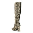 thumbnail image 3 of Bamboo Pointed Toe Split Color Chunky Heel Knee High Boot 20384, 3 of 6