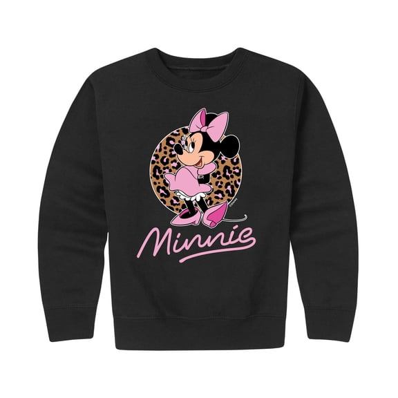 Mickey & Friends - Minnie Leopard Print - Toddler And Youth Crewneck Fleece Sweatshirt
