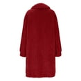 thumbnail image 4 of ClodeEU Womens Fleece Long Coat, Oversized Sherpa Button Up Coat, Fall Fashion Warm Outwear Red,Womens Plus M, 4 of 8