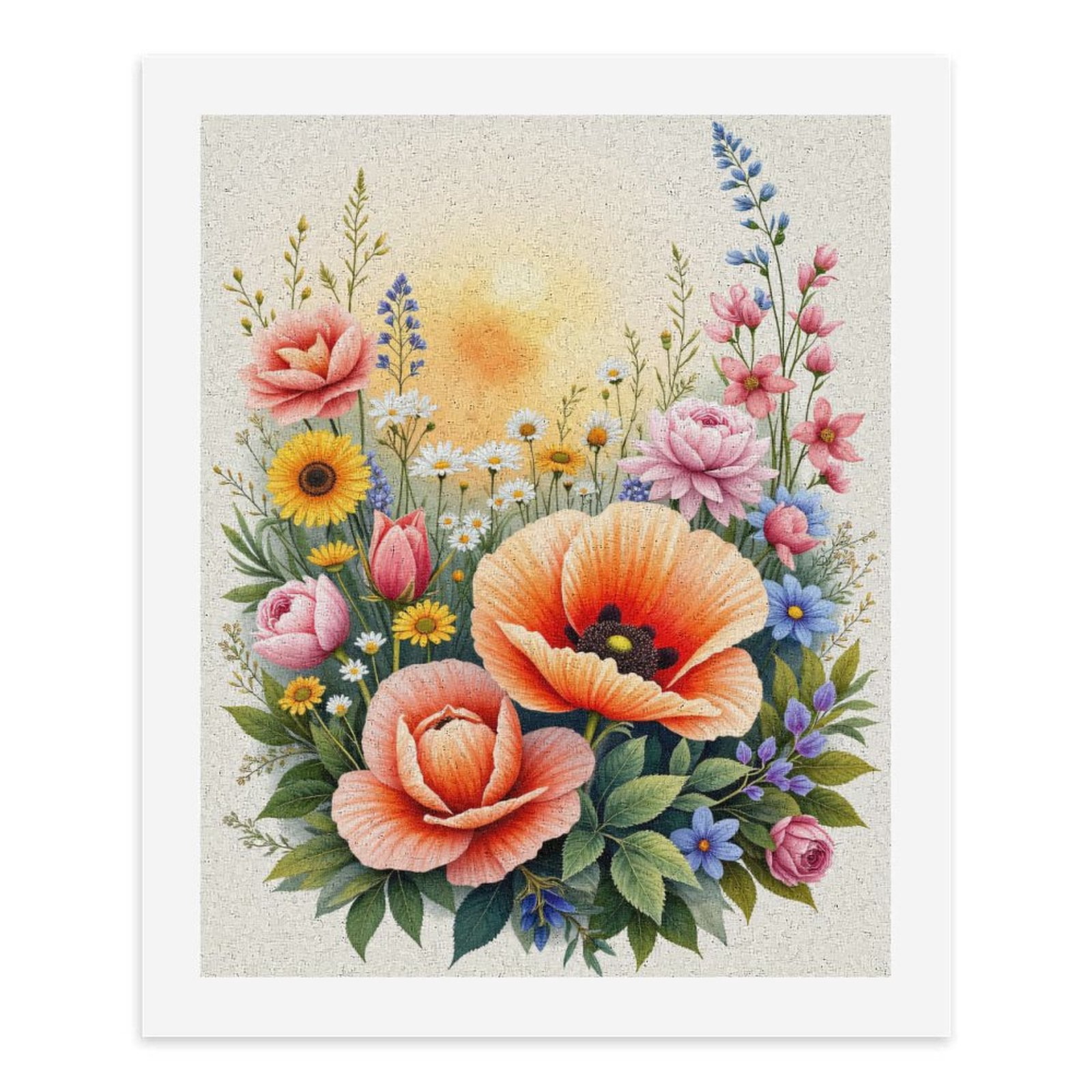 Paint by Numbers Kit for Adults, Bright Floral Sunrise Arrangement Paint by Numbers, Easy Paint by Numbers Kit for Adults Beginner, DIY Adult Paint by Number Kits on Canvas, Home Decor