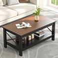 thumbnail image 3 of Coffee Table for Living Room,Modern Farmhouse Coffee Table with Storage,2-Tier Center Table for Living Room Wood Living Room Table Accent Cocktail with Sturdy Frame,Brown, 3 of 8