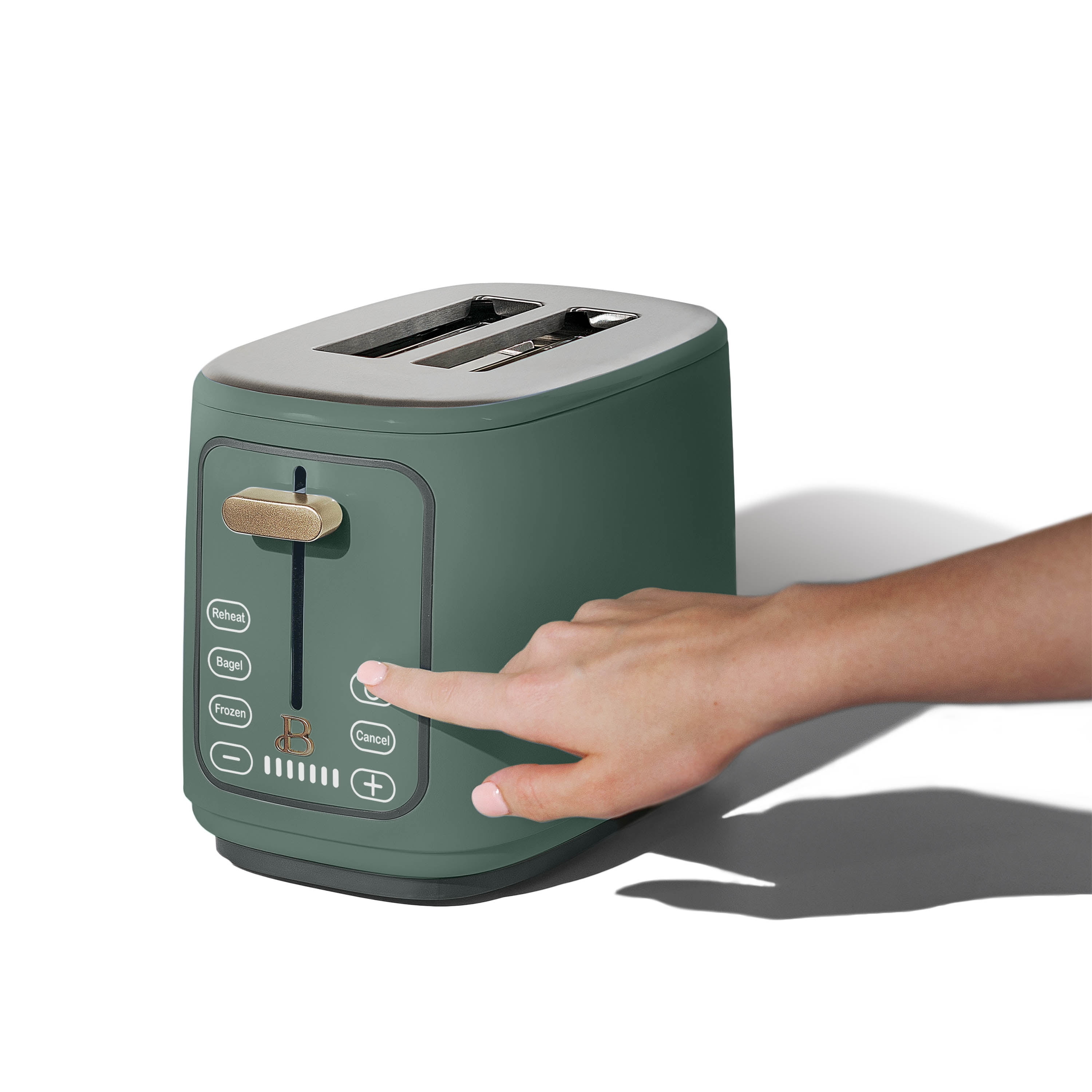 Beautiful 2 Slice Toaster with Touch-Activated Display, Thyme Green by Drew Barrymore