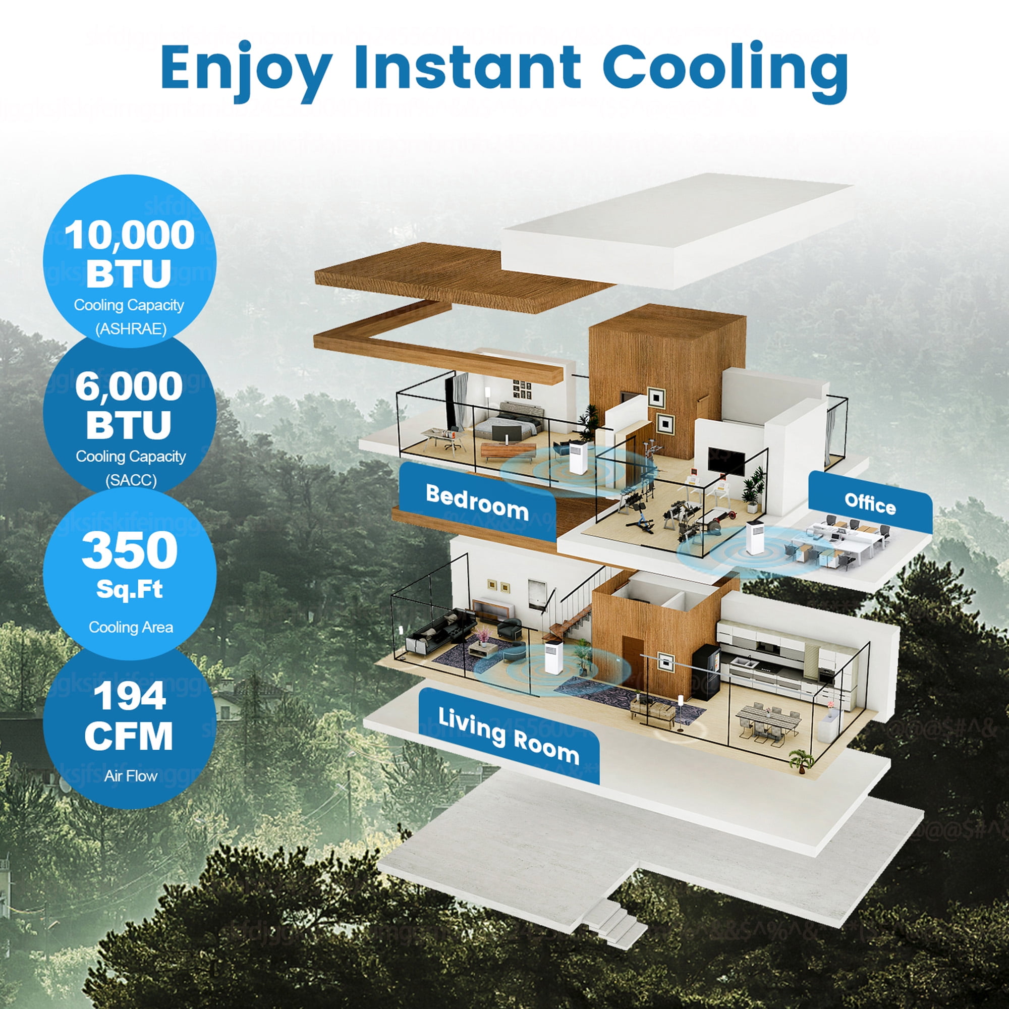 Costway Portable Air Conditioner 6000 BTU (10000BTU ASHRAE) 4-in-1 AC with Cool Fan Humidifier Sleep Mode