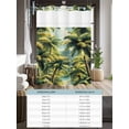 thumbnail image 6 of No Hook Cloth Fabric Shower Curtain with Snap in Liner, Summer Palm Trees Waterproof Shower Curtains Set with See Through Top Window, Watercolor Green Nature Forest Bath Curtains Shower 72"x84", 6 of 6