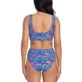 thumbnail image 3 of Kdxio Colorful Mushrooms Print Women's 2 Piece High Waisted Wrap Spaghetti Strap Summer Swimsuit Bikini Set-Small, 3 of 7