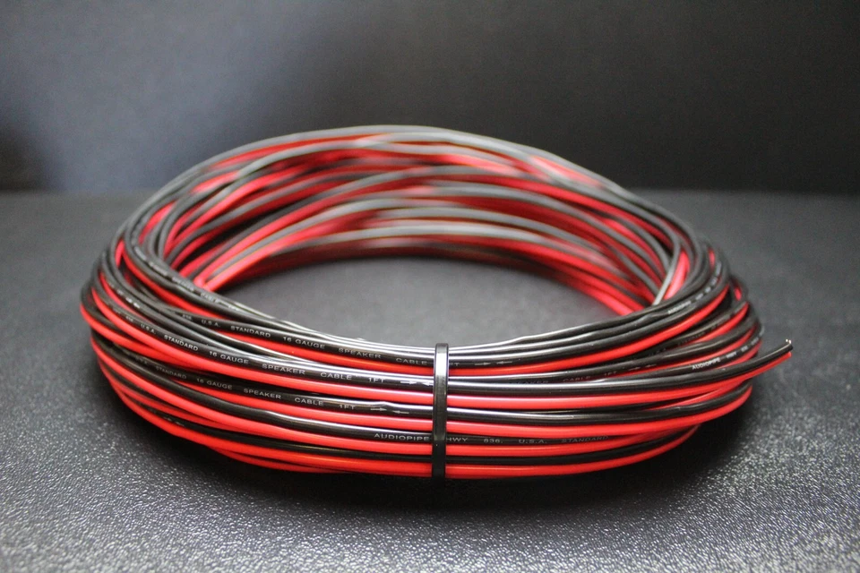 16 Gauge Red Black Speaker Wire Per 5 Ft Awg Cable Power Ground Stranded Copper