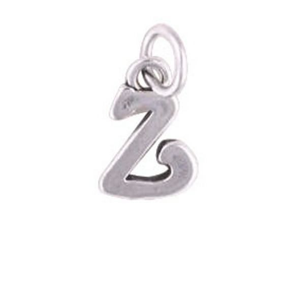 Sterling Silver 30" 1mm Box Chain Scrolled Letter Z Pendant Necklace