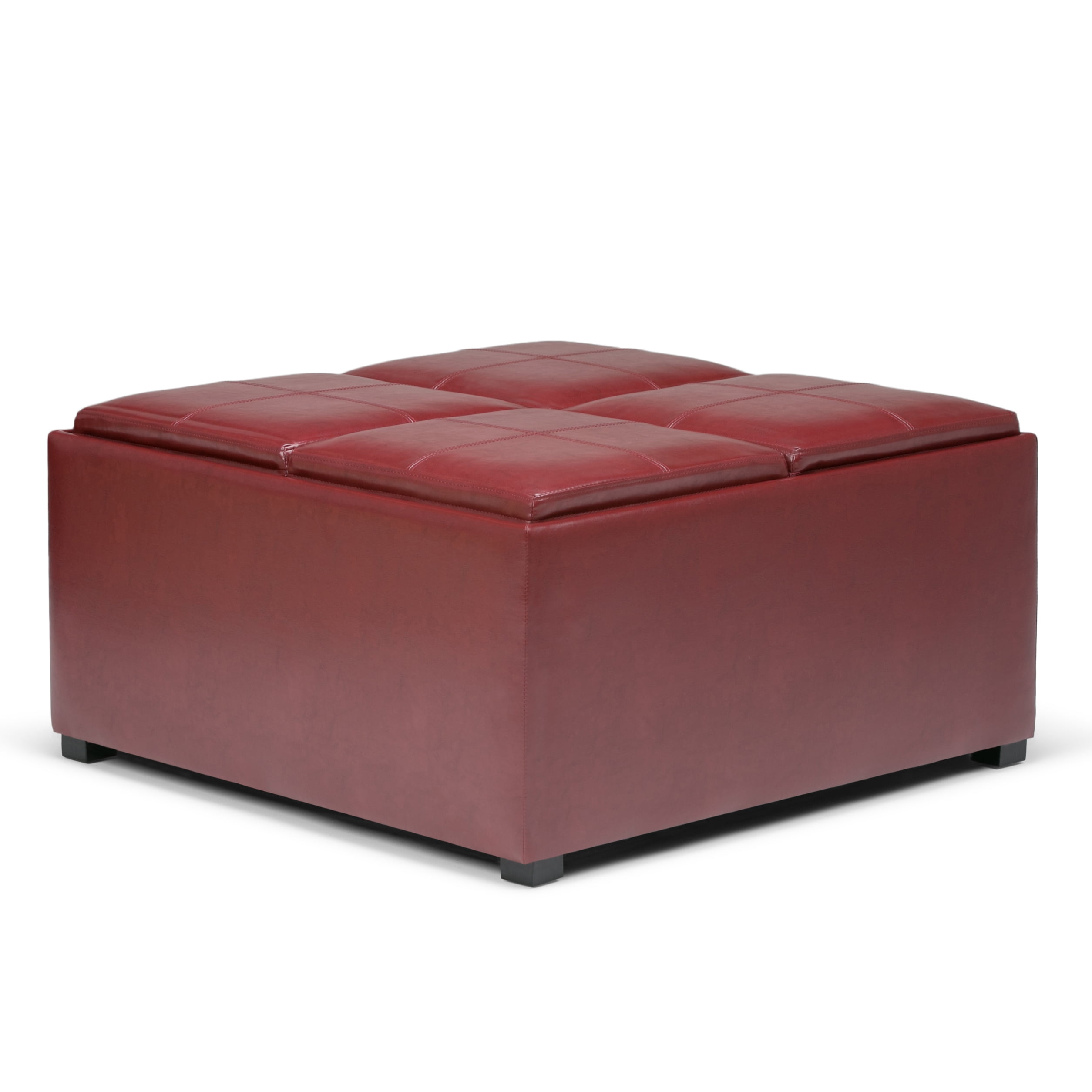 burgundy leather ottoman coffee table