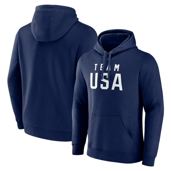 Men's Navy Team USA 2024 Olympics Wordmark Pullover Hoodie