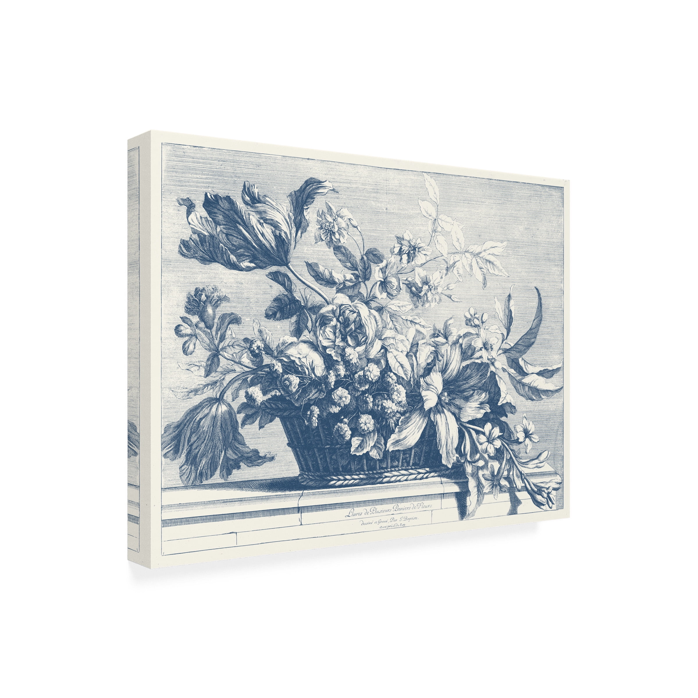 Giovanni Baptiste 'Navy Basket of Flowers I' Canvas Art
