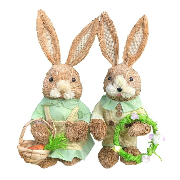 1 par de figuritas de conejo de Pascua de pie para decoración de muñecas de 35 cm de alto para jardín, terraza, balcón y todo el interior Estilo C Soledad Estatuilla de conejito