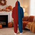 thumbnail image 5 of YNGKMEA Halloween Onesies Halloween Holiday Color Block Pajamas Long Sleeve Night Club Jumpsuits Hooded Spooky Horror Print Onesie Navy 3XL, 5 of 6