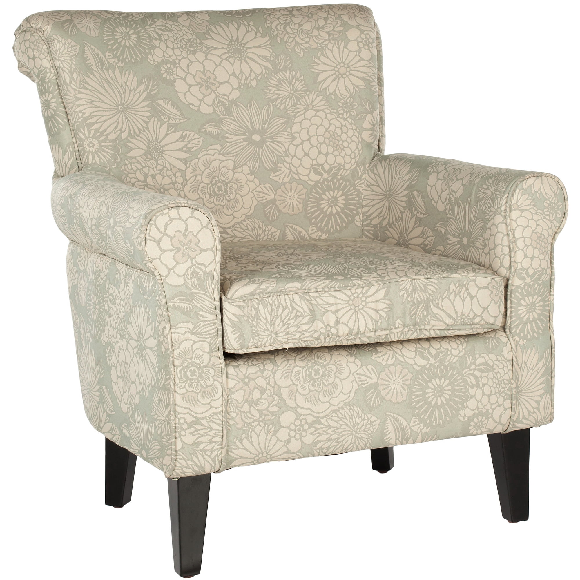 SAFAVIEH Hazina Contemporary Floral Fully Upholstered Club Chair, Espresso