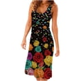 thumbnail image 2 of SMihono Robe Maxi Bohème d'Été pour Femmes Grande Taille Mode Féminine Col Rond Sans Manches Robe Imprimée de Plage, 2 of 5