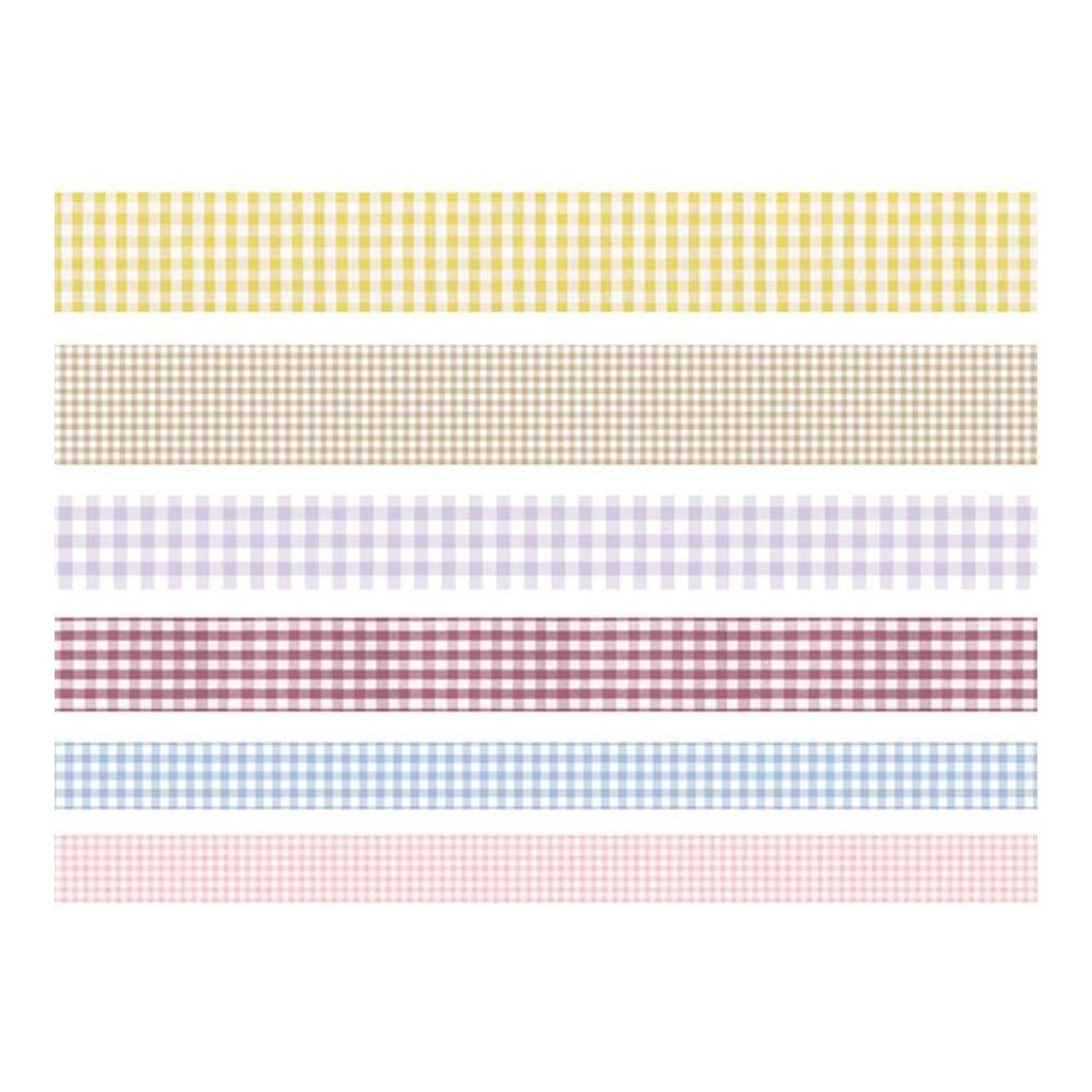 6 Rolls Plaid Washi Tape Set Basic Grid Masking Decorative Tapes for Arts, DIY Crafts, Journals, Planners, Scrapbooking, Wrapping (Stripe)