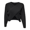 thumbnail image 4 of Comdrip Winter Sweaters for Women, Women's V Neck Long Sleeve off Shoulder Sweaters Criss Cross Wrap Ruched Pullover Fall Tops off Shoulder Sweaters for Women Black 3XL, 4 of 4