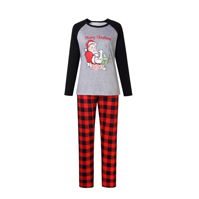 Kmbangi Christmas Parent-child Nightwear Printed Pattern Tops and Pants