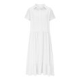 thumbnail image 4 of Sakmal Summer Dresses for Women 2025 Maxi Shirt Dress Short Sleeve White Dresses ,Sizes S-5XL, 4 of 8