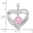 thumbnail image 3 of Auriga Fine Jewelry 925 Sterling Silver Pink and White CZ Double Heart Pendant(L- 26.1mm, W- 20.9mm) for Women, 3 of 6