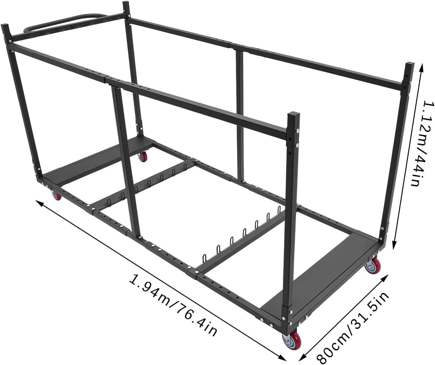 DENEST Folding Table Cart, Hand Truck/Dolly/Platform Cart with Braking Caster for Store and Move Folding Round Table Heavy Duty Panel Dolly for 10 Table Capacity
