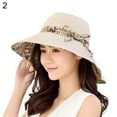 thumbnail image 2 of SPRING PARK Women Summer Double Side Floral Solid Color Beach Travel Bowknot Wide Brim Sun Hat Reversible Foldable Cap, 2 of 7