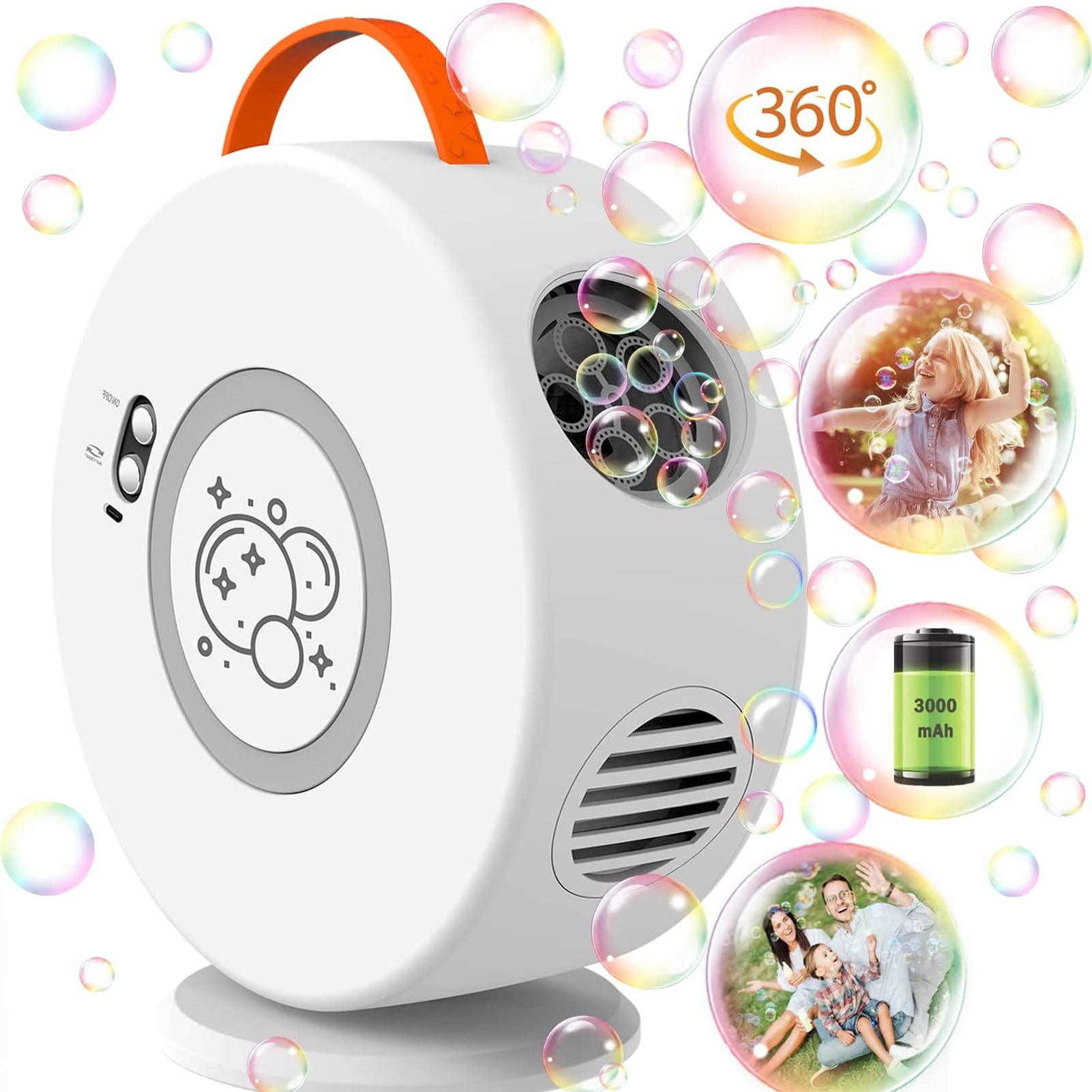 Automatic Bubble Machine 360 Degree Rotation Bubble Machine USB Rechargeable for Indoor and Outdoor Fun
