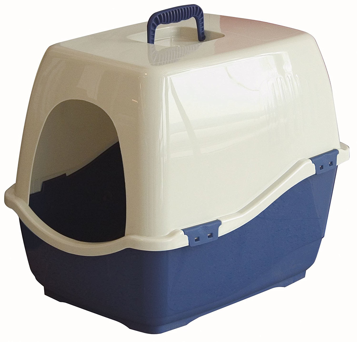 Bill 1S Covered Cat Litter Pan, Small/Medium, Tan/Blue, Detachable hood