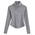 thumbnail image 4 of ChaoHeng Women 2024 Promotion on Plus Size Tops $10,Fall And Winter Fashion Solid Woman V-Neck Long Sleeve T-Shirt Loose Blouse Tops(Gray,S), 4 of 4