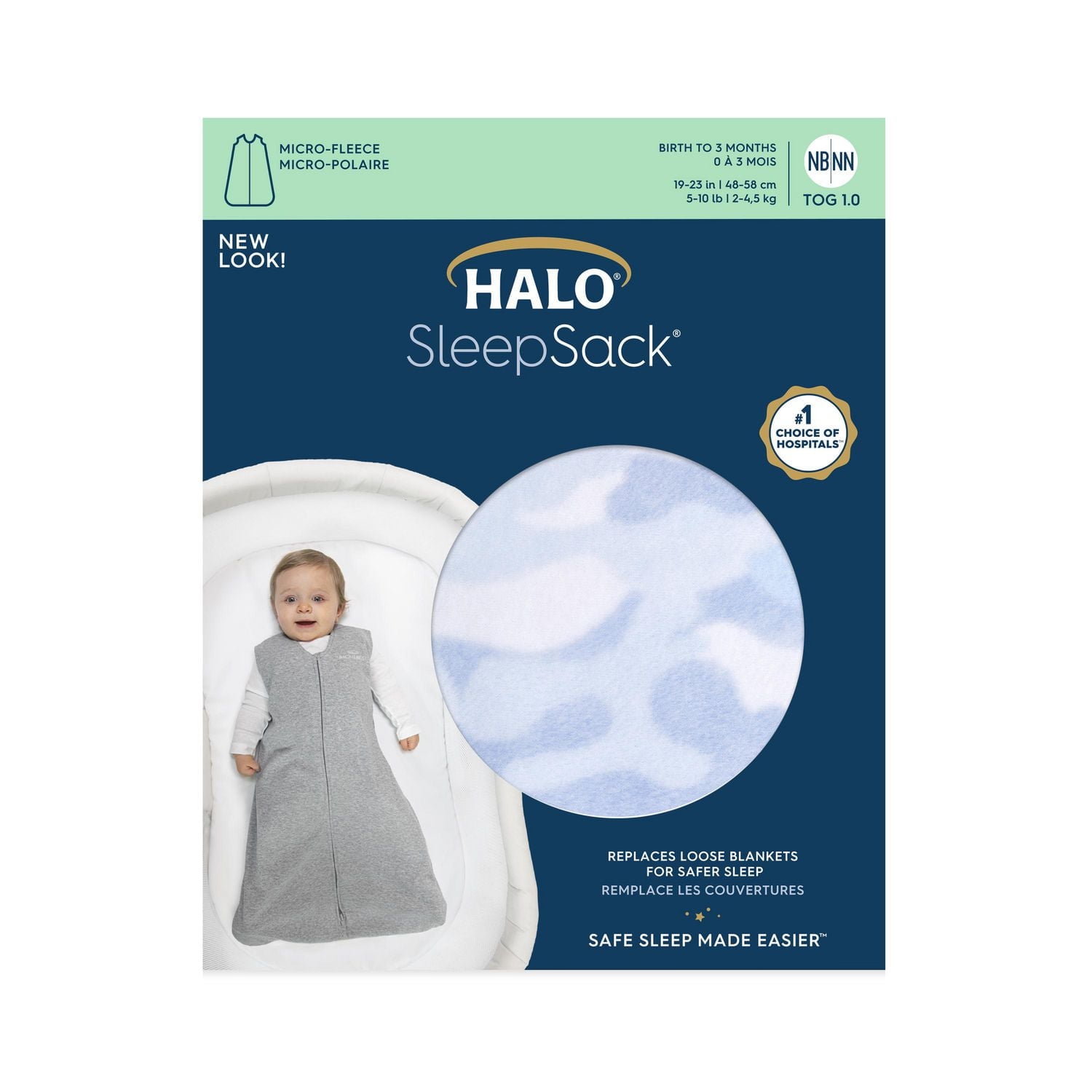 HALO® SleepSack® Wearable Blanket - Micro-Fleece - Sky + Sea LG