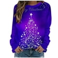 thumbnail image 2 of Savings Fall ClothesChristmas Sweatshirts for Women Printed Crewneck Long Sleeve Casual Sweater Ladies Winter Loose Blouses (S, C Purple), 2 of 4