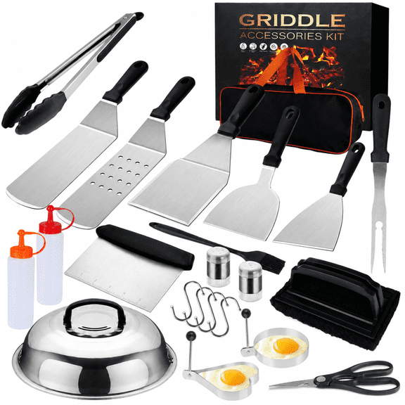 Griddle Accessories Kit for Blackstone and Camp Chef, Flat Top Grill Accessories Set with Basting Cover, Scraper for Outdoor Bbq, 23 Pcs